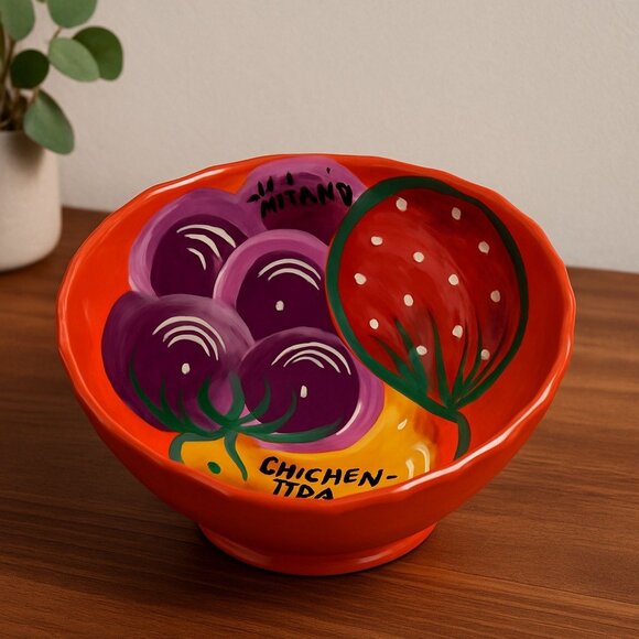 VTG Chichen Itza Mexican Hand Painted Pottery Bowl Colorful Folk Art - Picture 6 of 6